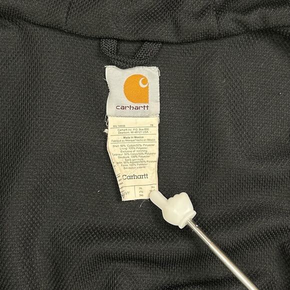 Vintage Carhartt Hoodie Navy Blue Cotton Mesh Lined Full Zip 90s - Picture 3 of 3